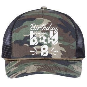 8th Birthday Birthday Boy Birthday Boy Soccer Fan Retro Rope Trucker Hat Cap