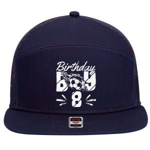 8th Birthday Birthday Boy Birthday Boy Soccer Fan 7 Panel Mesh Trucker Snapback Hat