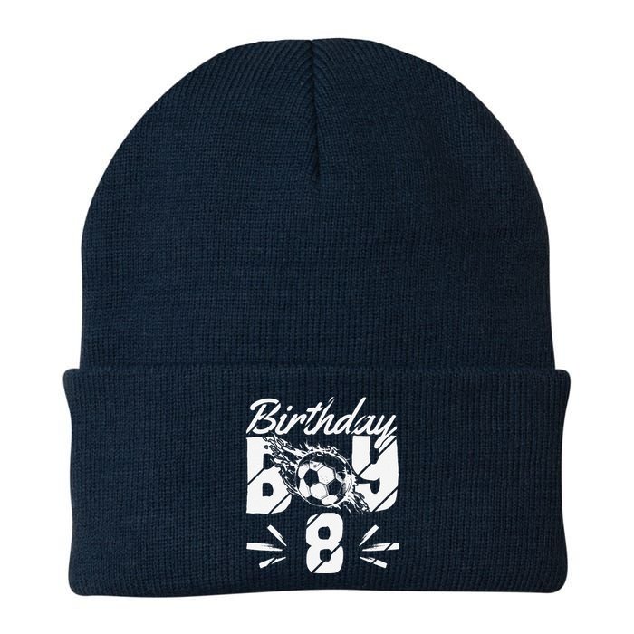 8th Birthday Birthday Boy Birthday Boy Soccer Fan Knit Cap Winter Beanie