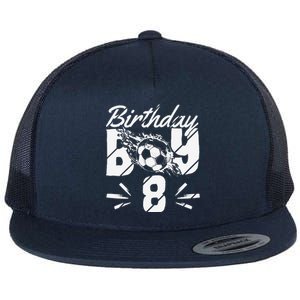 8th Birthday Birthday Boy Birthday Boy Soccer Fan Flat Bill Trucker Hat