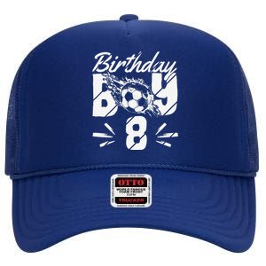 8th Birthday Birthday Boy Birthday Boy Soccer Fan High Crown Mesh Back Trucker Hat