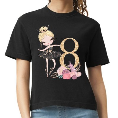 8th Birthday Ballerina Dancer Ballet Black Tutu Comfort Colors Boxy T-Shirt