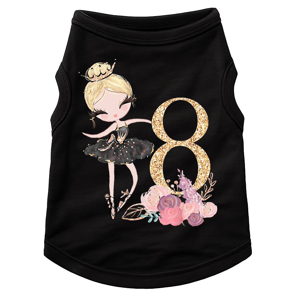 8th Birthday Ballerina Dancer Ballet Black Tutu Doggie Tank