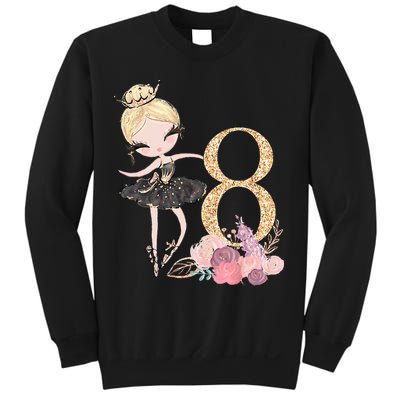8th Birthday Ballerina Dancer Ballet Black Tutu Sweatshirt