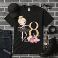 8th Birthday Ballerina Dancer Ballet Black Tutu Tall T-Shirt