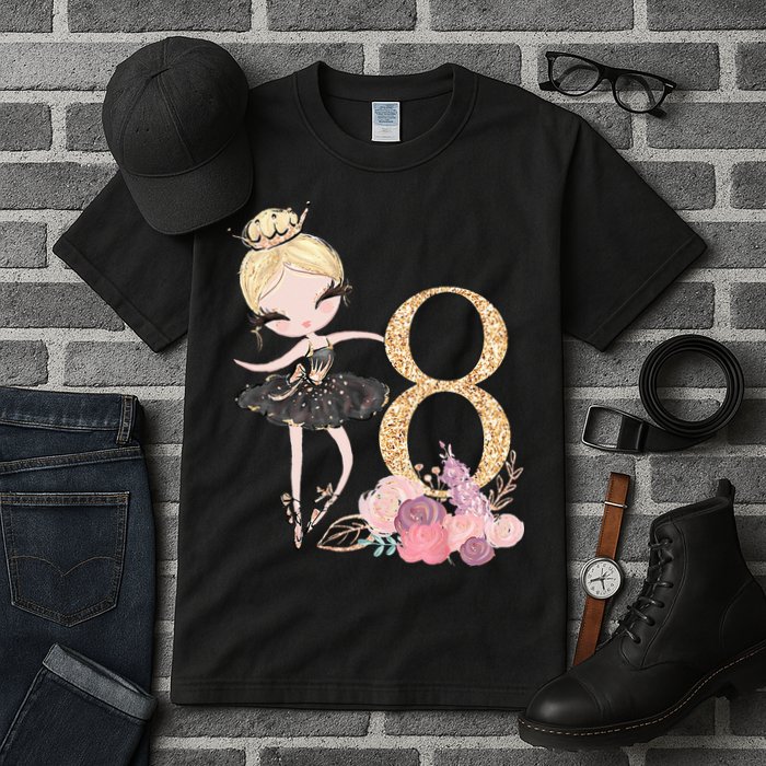 8th Birthday Ballerina Dancer Ballet Black Tutu Tall T-Shirt