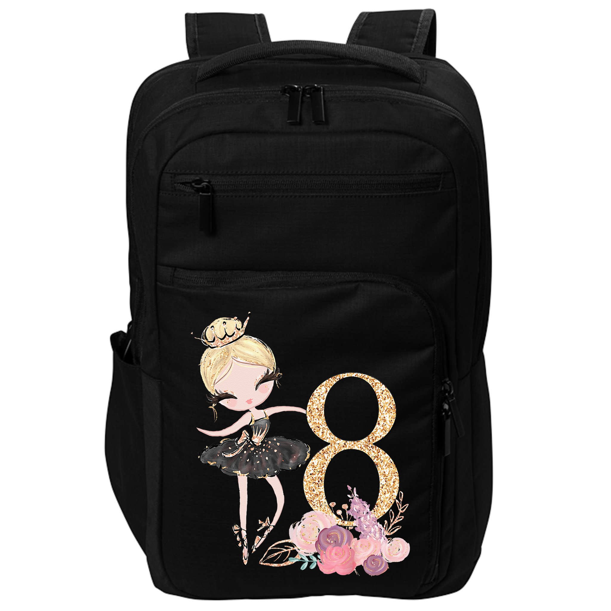 8th Birthday Ballerina Dancer Ballet Black Tutu Impact Tech Backpack