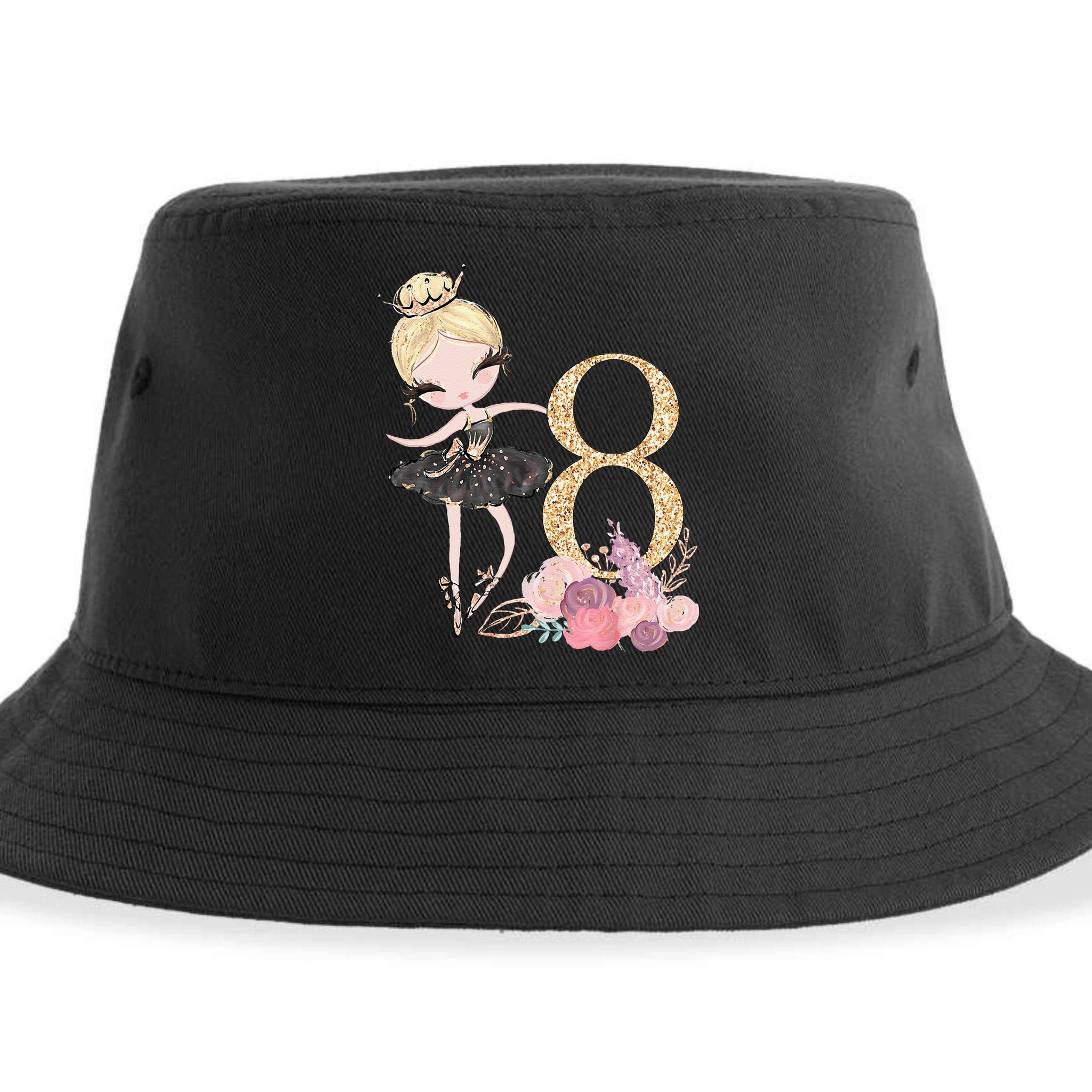 8th Birthday Ballerina Dancer Ballet Black Tutu Sustainable Bucket Hat