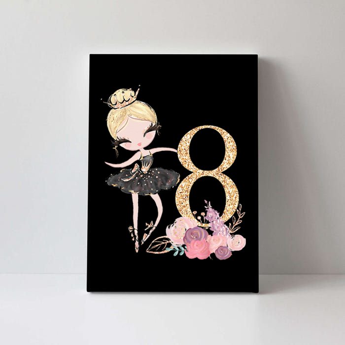 8th Birthday Ballerina Dancer Ballet Black Tutu Canvas