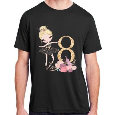 8th Birthday Ballerina Dancer Ballet Black Tutu Adult ChromaSoft Performance T-Shirt