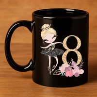 8th Birthday Ballerina Dancer Ballet Black Tutu 11oz C Handle Ceramic Mug