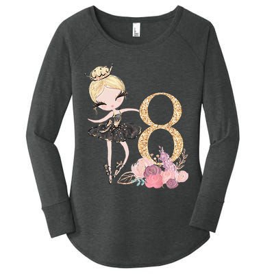 8th Birthday Ballerina Dancer Ballet Black Tutu Women's Perfect Tri Tunic Long Sleeve Shirt