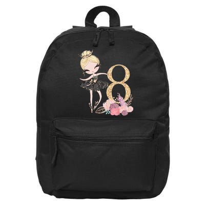 8th Birthday Ballerina Dancer Ballet Black Tutu 16 in Basic Backpack
