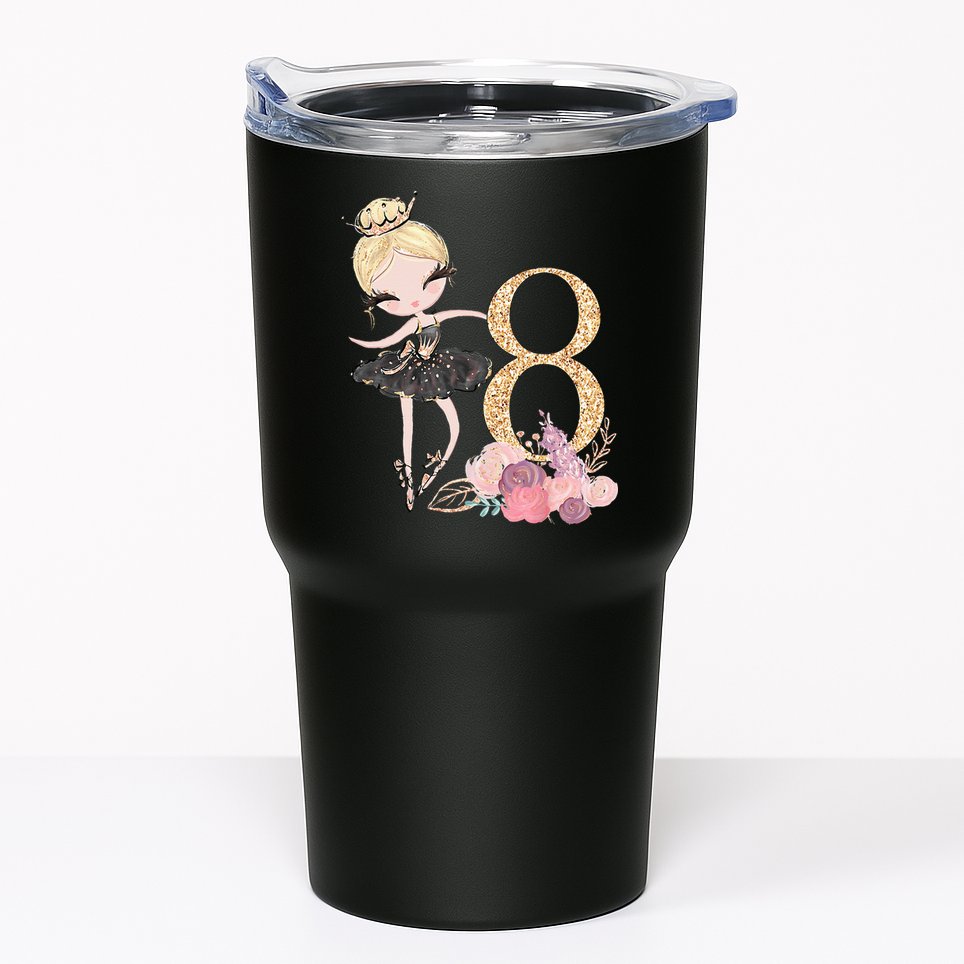 8th Birthday Ballerina Dancer Ballet Black Tutu Tumbler