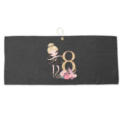 8th Birthday Ballerina Dancer Ballet Black Tutu Large Microfiber Waffle Golf Towel