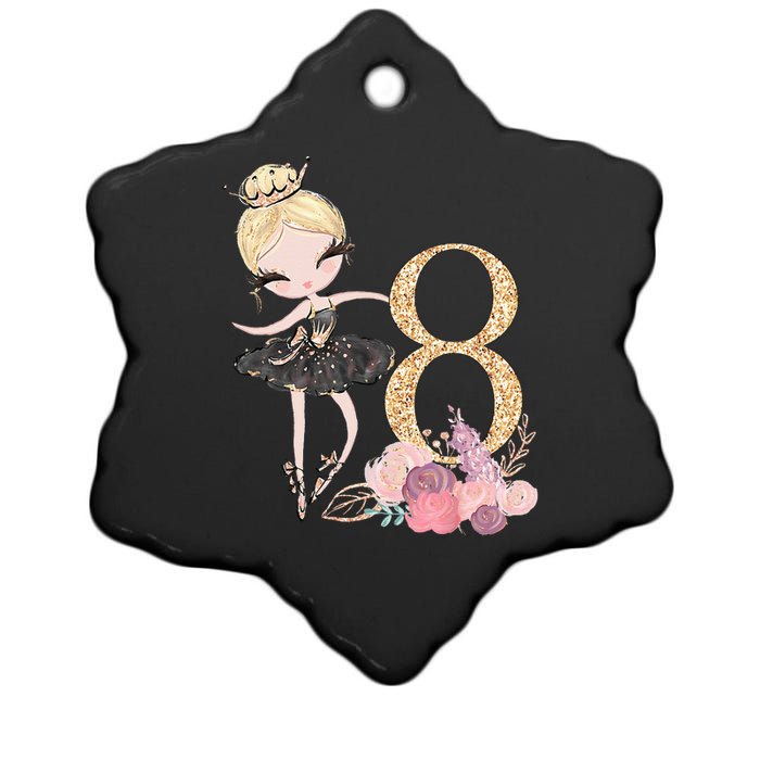 8th Birthday Ballerina Dancer Ballet Black Tutu Ceramic Star Ornament