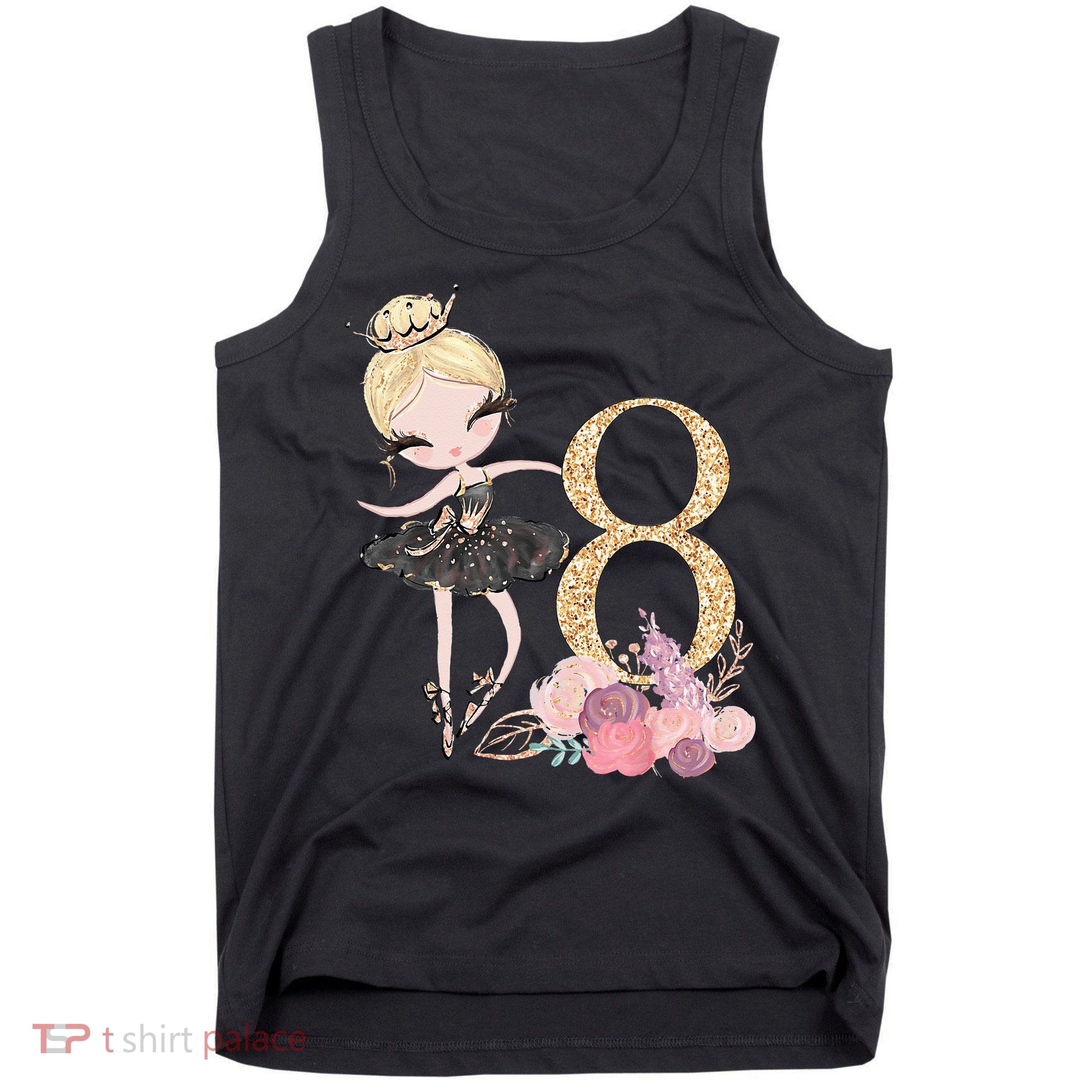 8th Birthday Ballerina Dancer Ballet Black Tutu Tank Top