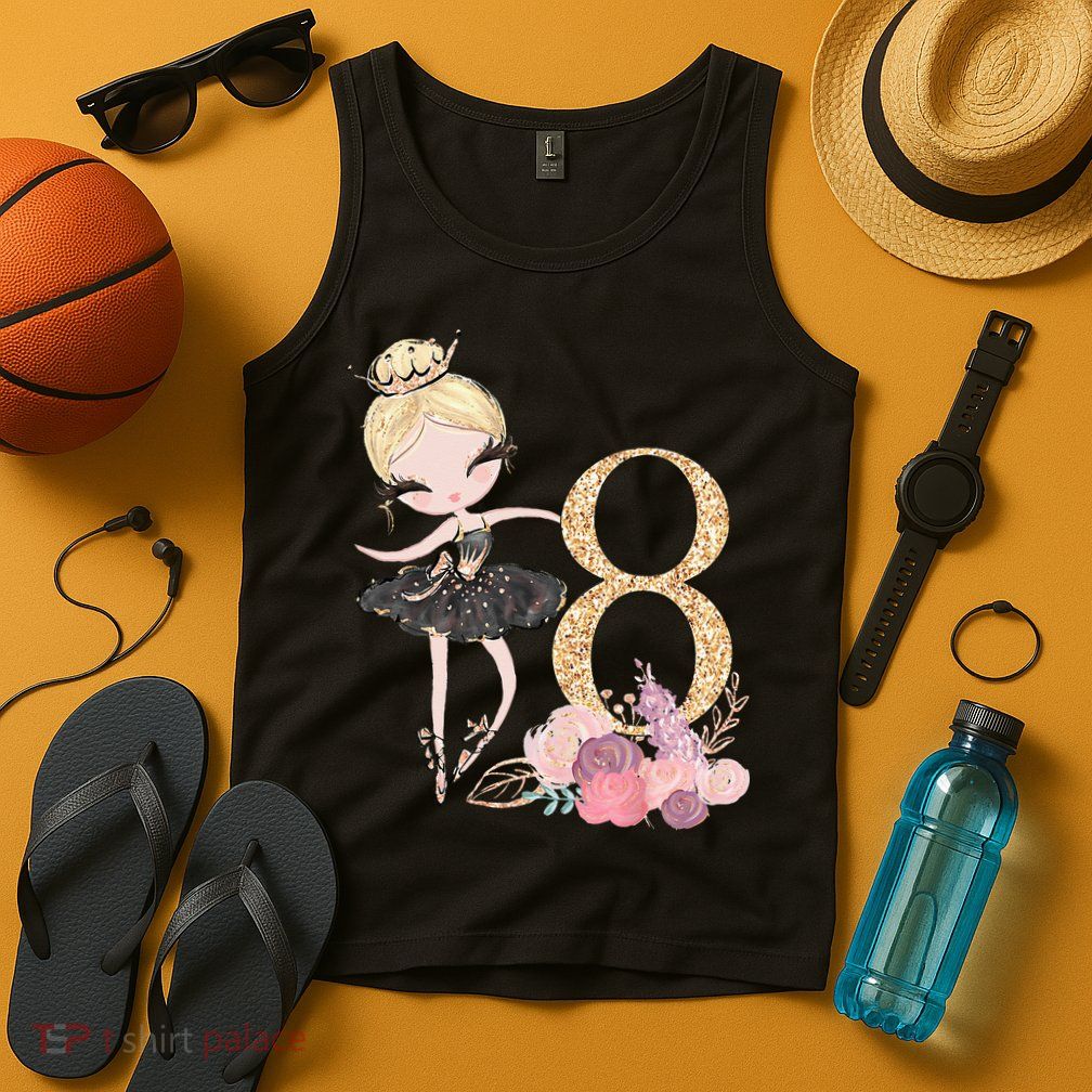 8th Birthday Ballerina Dancer Ballet Black Tutu Tank Top