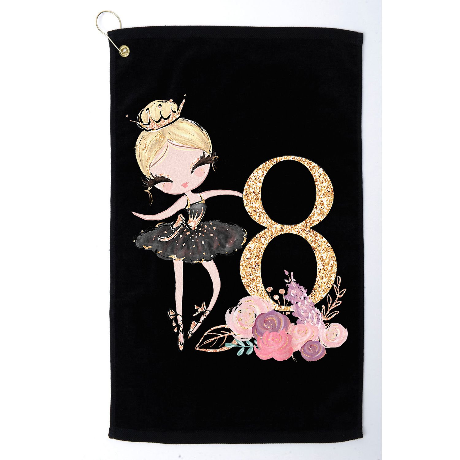 8th Birthday Ballerina Dancer Ballet Black Tutu Golf Towel