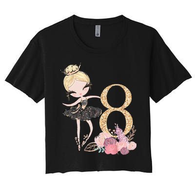 8th Birthday Ballerina Dancer Ballet Black Tutu Crop Top