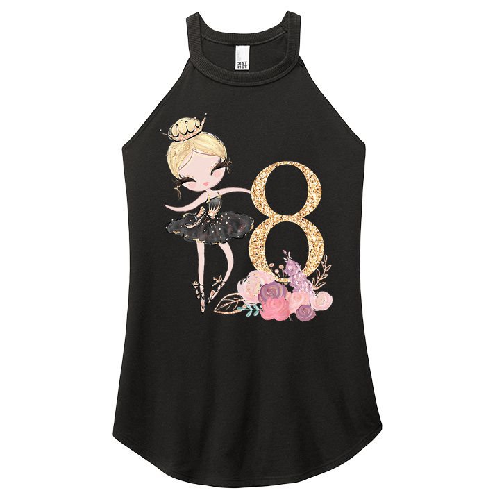 8th Birthday Ballerina Dancer Ballet Black Tutu Women's Perfect Tri Rocker Tank