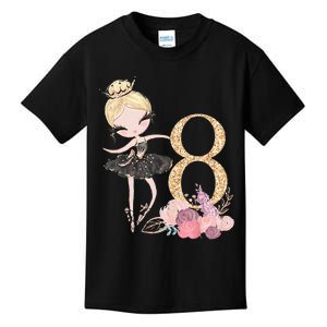 8th Birthday Ballerina Dancer Ballet Black Tutu Kids T-Shirt