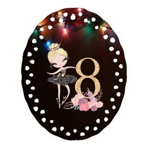 8th Birthday Ballerina Dancer Ballet Black Tutu Ceramic Oval Ornament