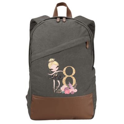 8th Birthday Ballerina Dancer Ballet Black Tutu Cotton Canvas Backpack