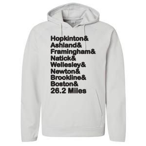 8 Boroughs Boston Running Marathon Running Performance Fleece Hoodie