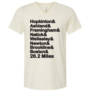 8 Boroughs Boston Running Marathon Running V-Neck T-Shirt