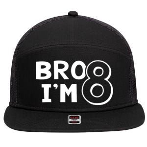 8th Birthday Boy Bro I’m 8 Year Old Eight Eighth Party 7 Panel Mesh Trucker Snapback Hat