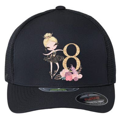 8th Birthday Ballerina Dancer Ballet Black Flexfit Unipanel Trucker Cap