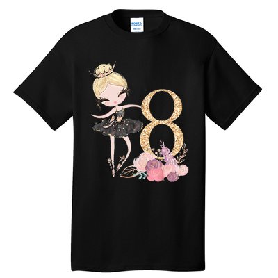 8th Birthday Ballerina Dancer Ballet Black Tall T-Shirt