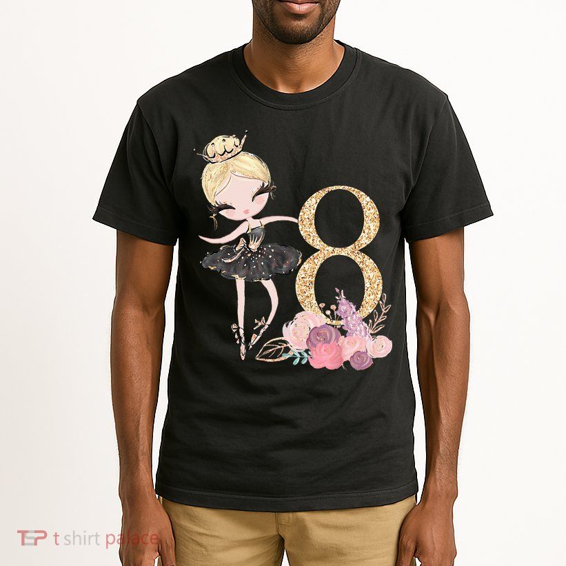 8th Birthday Ballerina Dancer Ballet Black Tall T-Shirt