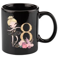 8th Birthday Ballerina Dancer Ballet Black 11oz C Handle Ceramic Mug