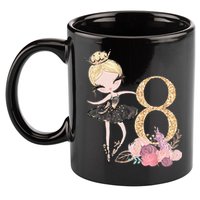 8th Birthday Ballerina Dancer Ballet Black 11oz C Handle Ceramic Mug
