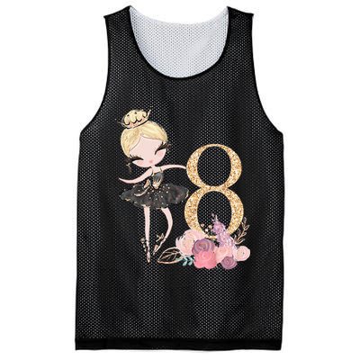 8th Birthday Ballerina Dancer Ballet Black Mesh Reversible Basketball Jersey Tank