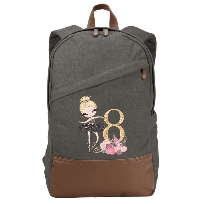 8th Birthday Ballerina Dancer Ballet Black Cotton Canvas Backpack