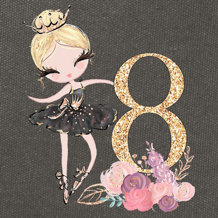 8th Birthday Ballerina Dancer Ballet Black Cotton Canvas Backpack