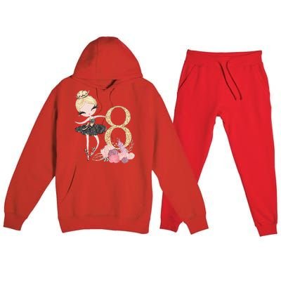 8th Birthday Ballerina Dancer Ballet Black Premium Hooded Sweatsuit Set