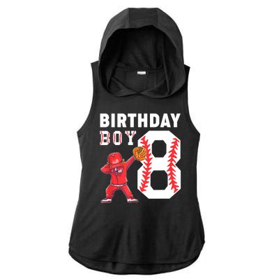 8th Birthday Boy Baseball Player Ladies PosiCharge Tri-Blend Wicking Draft Hoodie Tank