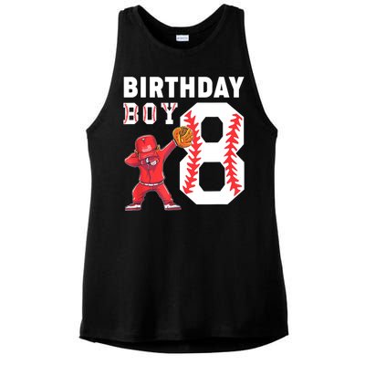 8th Birthday Boy Baseball Player Ladies PosiCharge Tri-Blend Wicking Tank