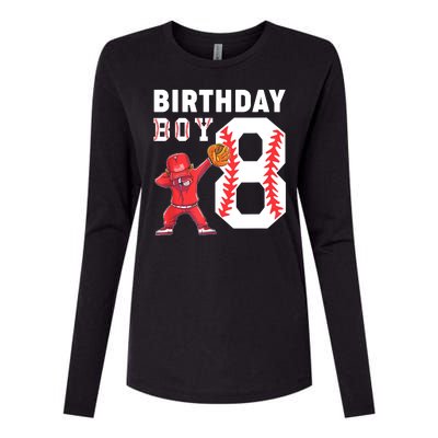 8th Birthday Boy Baseball Player Womens Cotton Relaxed Long Sleeve T-Shirt