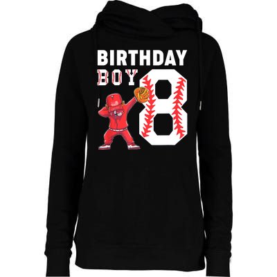 8th Birthday Boy Baseball Player Womens Funnel Neck Pullover Hood