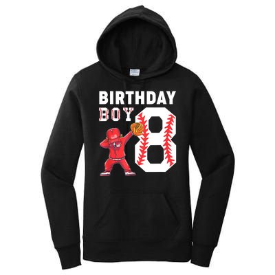 8th Birthday Boy Baseball Player Women's Pullover Hoodie