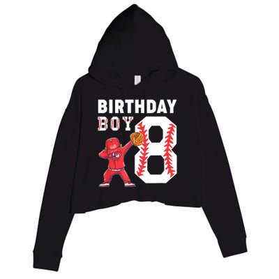 8th Birthday Boy Baseball Player Crop Fleece Hoodie