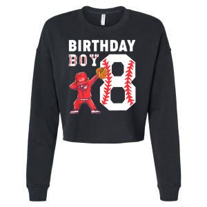 8th Birthday Boy Baseball Player Cropped Pullover Crew