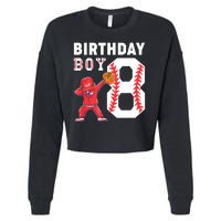 8th Birthday Boy Baseball Player Cropped Pullover Crew