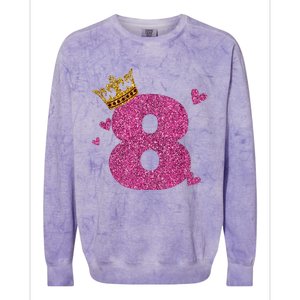 8th Birthday Crown 8 Years Old Bday Colorblast Crewneck Sweatshirt