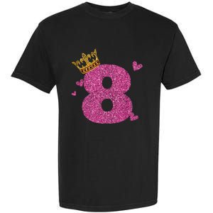 8th Birthday Crown 8 Years Old Bday Garment-Dyed Heavyweight T-Shirt